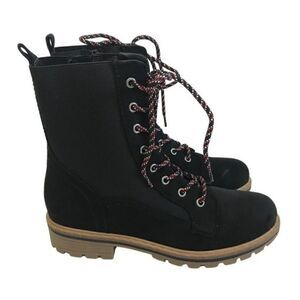 New! Hiking Lumberjack Lug Sole Faux Suede Spruce Mixed Media Lace Up Boots